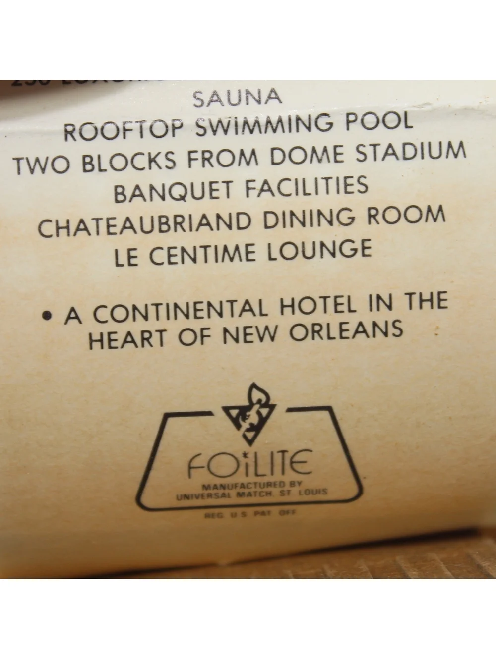 VTG Matchbook Le Pavillon Hotel Chateaubriand Dining Room New Orleans Poydras